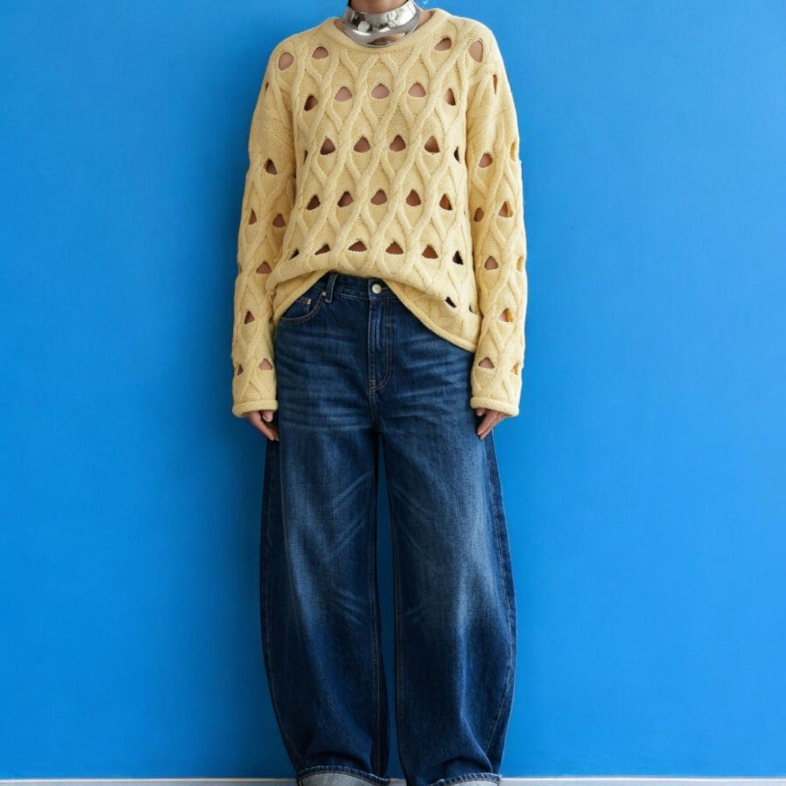 Wynn Hamlyn Cable-Knit Crewneck Sweater